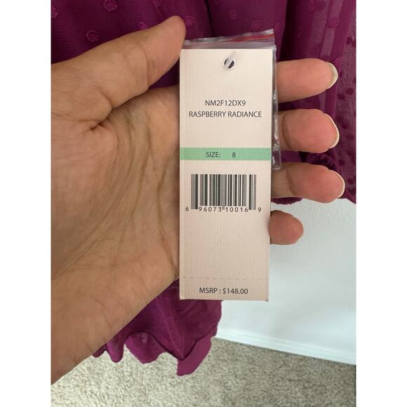 Nanette Nanette Lepore Raspberry Swiss Dot Tiered Dress NWT Size 8 - Picture 5 of 10